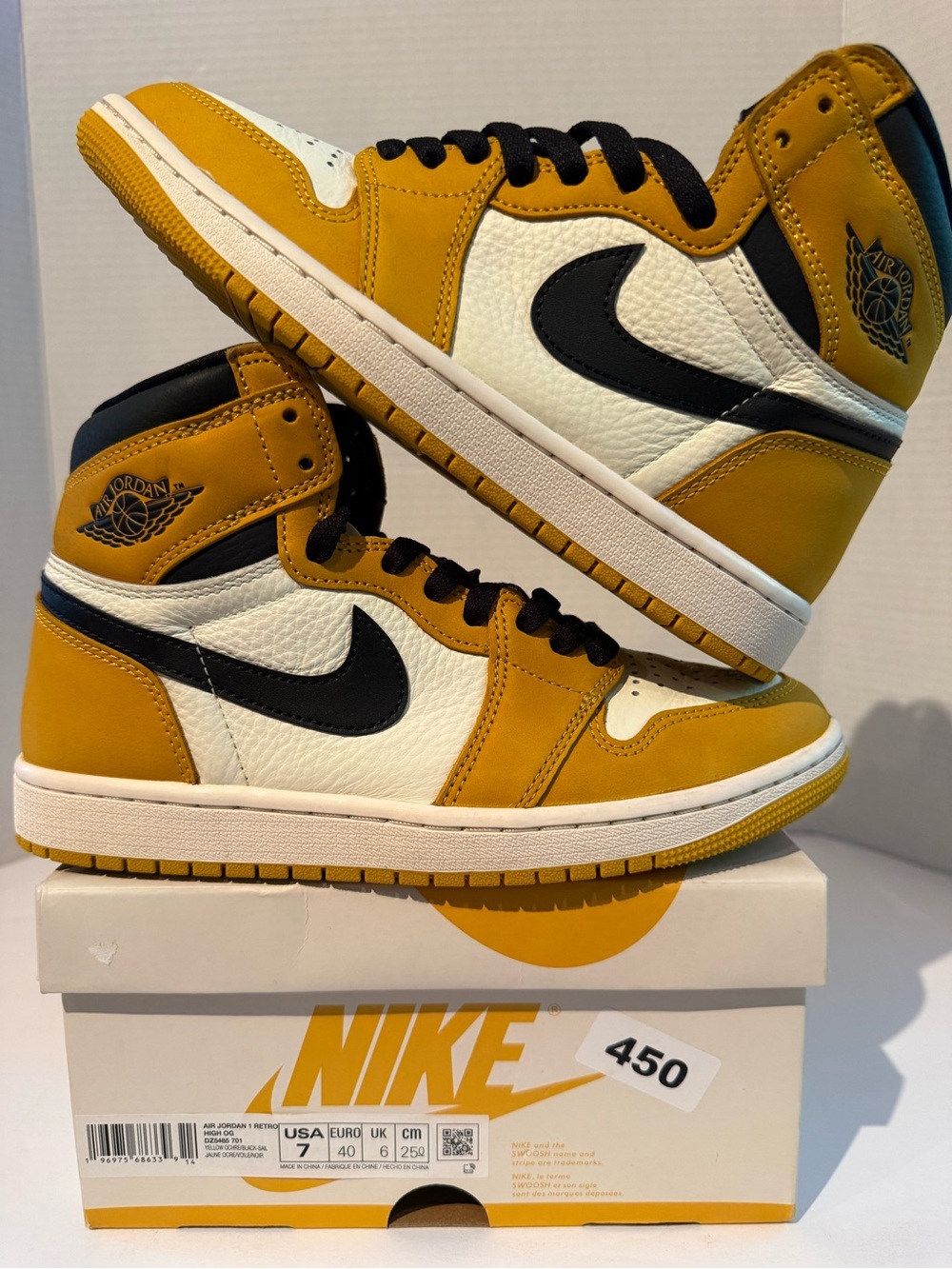 Nike Air Jordan 1 High Yellow/White with Black Swoosh